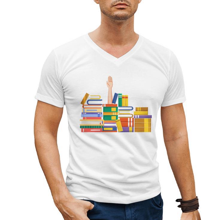 Reading Books Librarian Reader Nerd I'm Ok Teacher Men's V-Neck T-Shirt