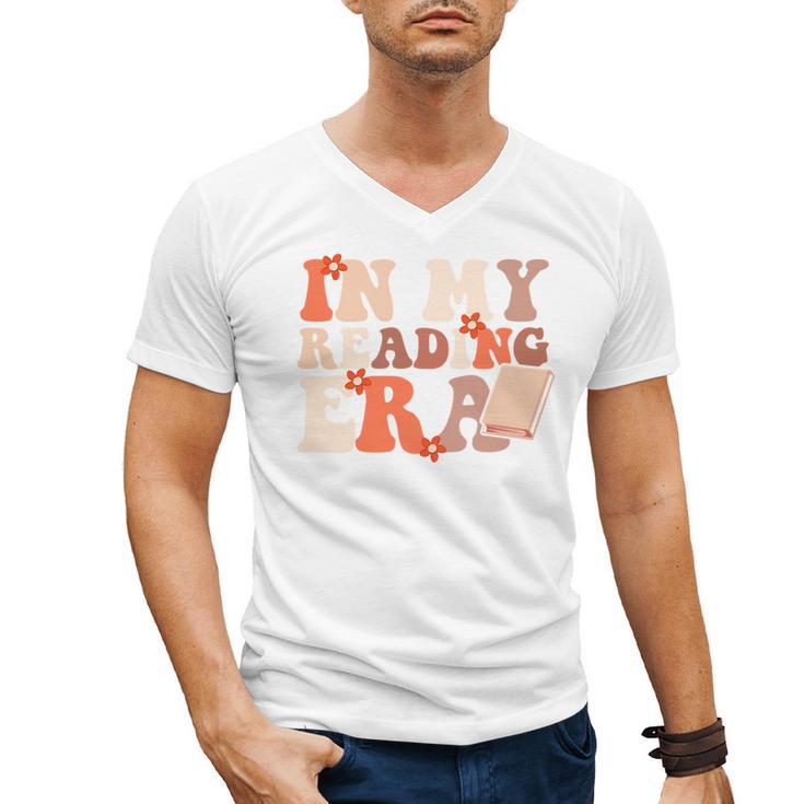 In My Reading Era Groovy Book Lovers Library Reading Women Men's V-Neck T-Shirt