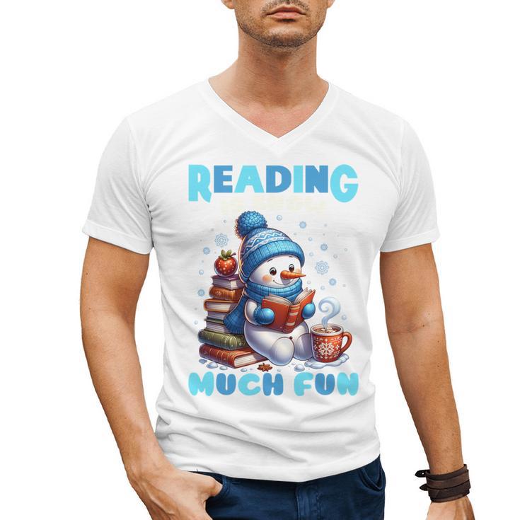 Reading Is Snow Much Fun Christmas Xmas Book Reading Men's V-Neck T-Shirt