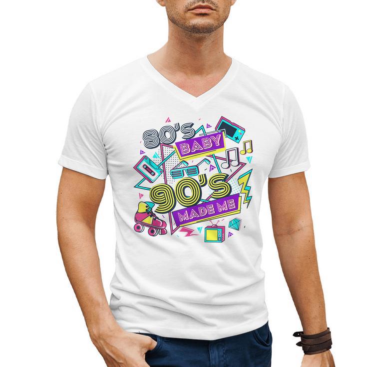 Retro 1980s 80's Baby 1990s 90's Made Me Vaporwave Nostalgia Men's V-Neck T-Shirt