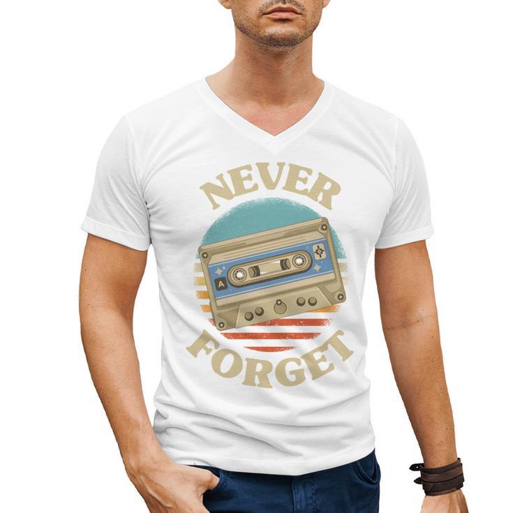 Retro Cassette Never Forget Nostalgia Vintage Men's V-Neck T-Shirt