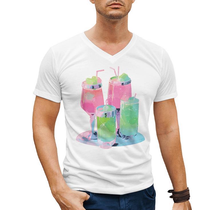 Retro Soft Drinks 80s 90s Nostalgia Cute Anime Aesthetic Tee Men's V-Neck T-Shirt