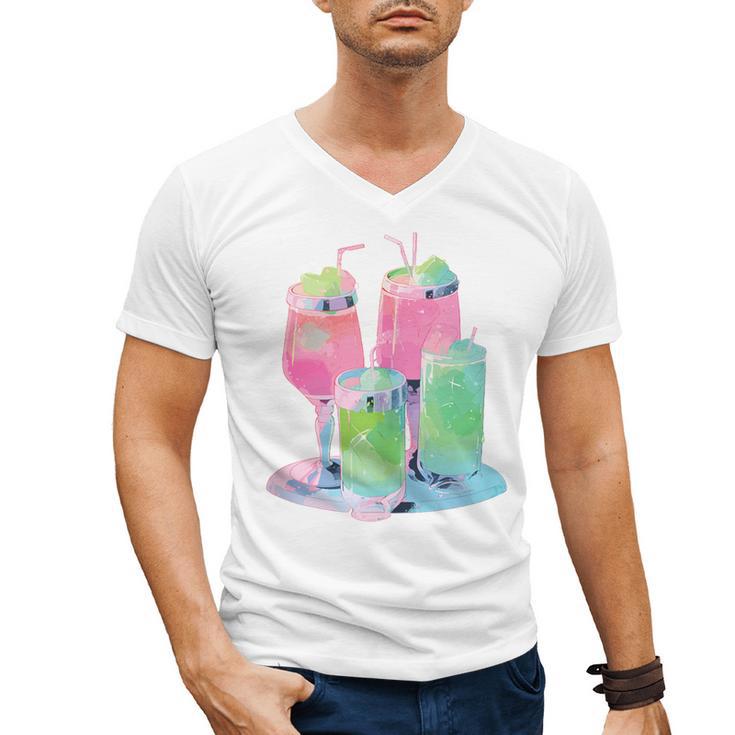 Retro Soft Drinks 80s 90s Nostalgia Cute Anime Aesthetic Tee Men's V-Neck T-Shirt