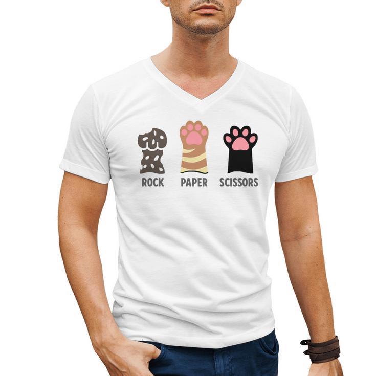 Rock Paper Scissors Hand Game Cute Paw Cat Introvert Men's V-Neck T-Shirt