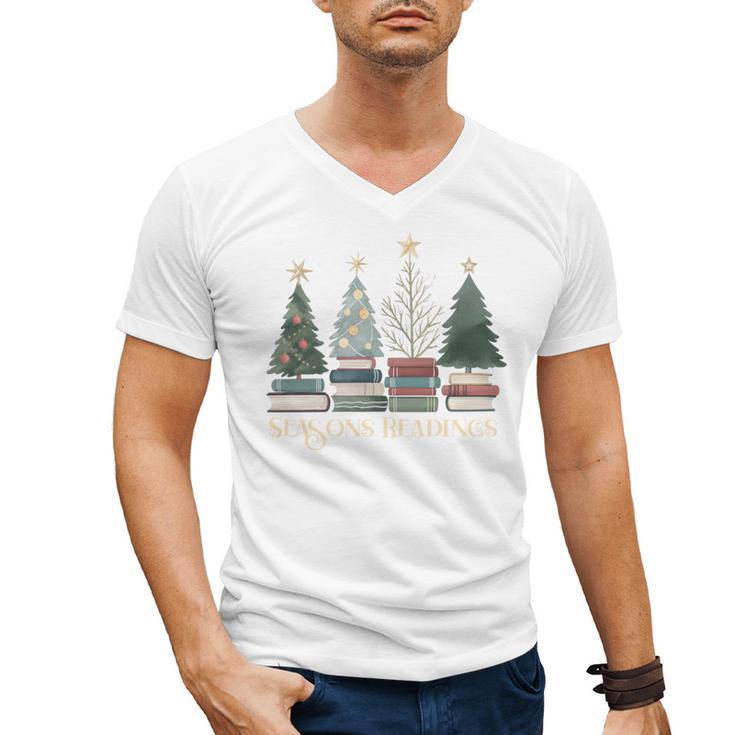 Seasons Readings Christmas Tree Book Lover Men's V-Neck T-Shirt