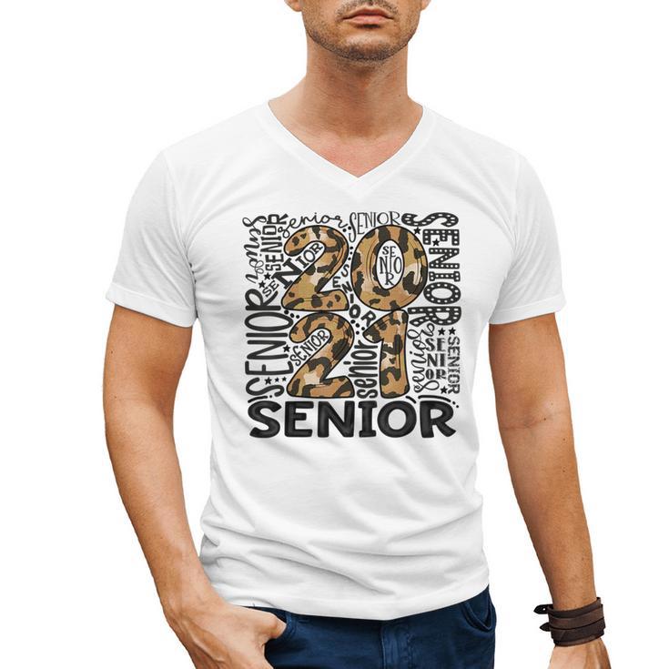 Senior 2021 Grad Class Of 2021 Graduation Leopard Cheetah Men's V-Neck T-Shirt