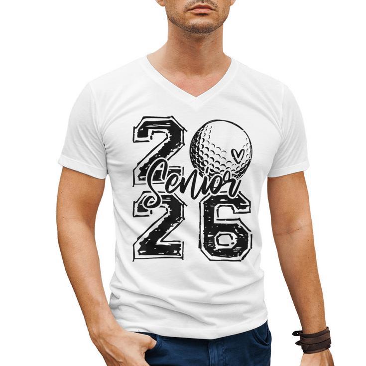 Senior 2026 Golf Player Heart Graduation Girls Teens Men's V-Neck T-Shirt