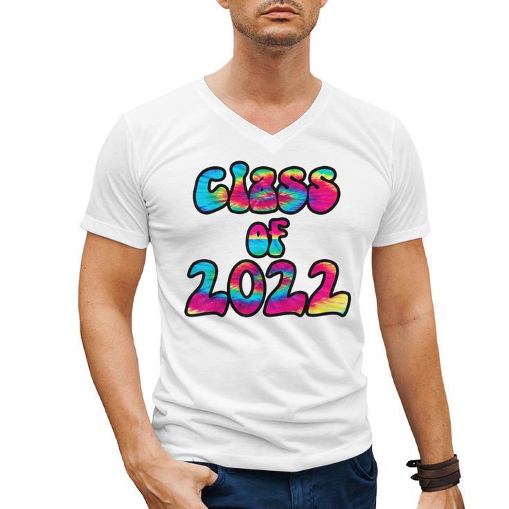 Senior Year 2022 Class Of 2022 Graduation Tie Dye Groovy Men's V-Neck T-Shirt