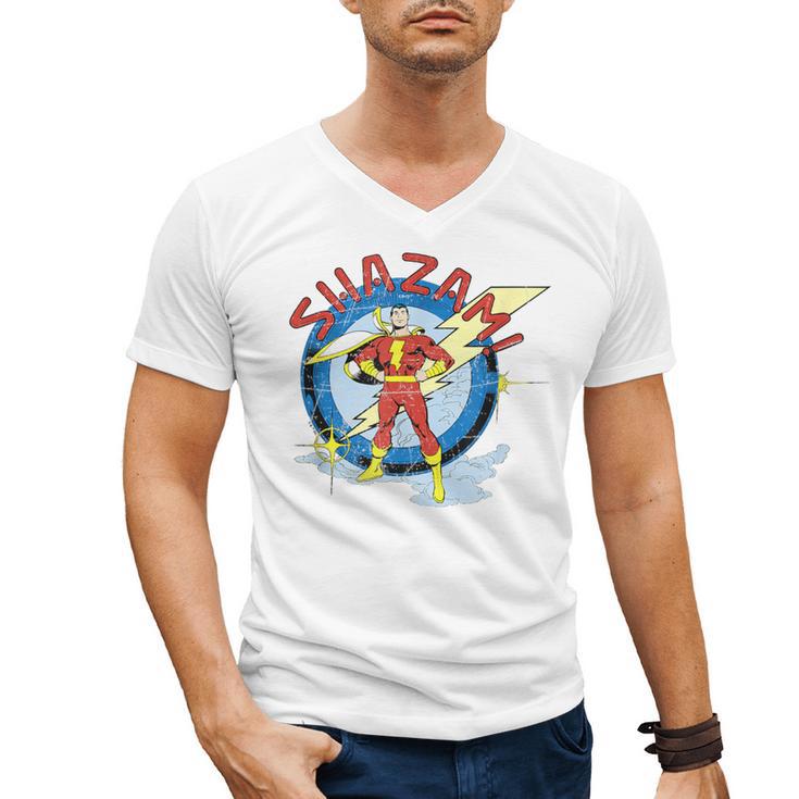 Shazam Comic Book Art Heroic Portrait Vintage Men's V-Neck T-Shirt