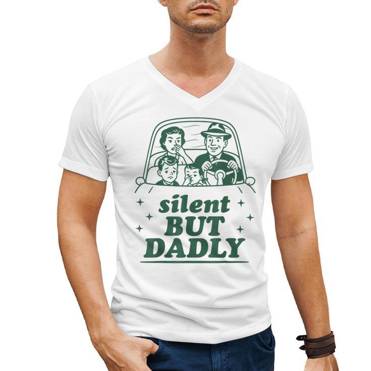 Silent But Dadly Father's Day Fart Dad Farting Vintage Men's V-Neck T-Shirt