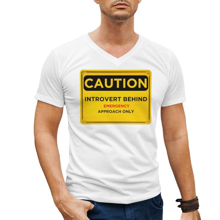 A Simple Yellow Warning Sign For Introvert Men's V-Neck T-Shirt