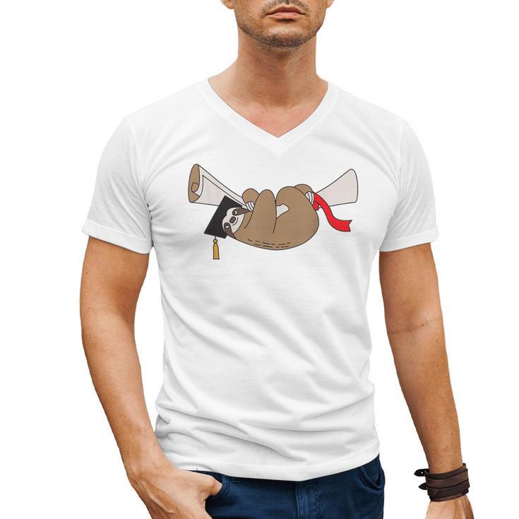 Sloth Graduation Shirt Cute Animal Diploma Grad Men's V-Neck T-Shirt