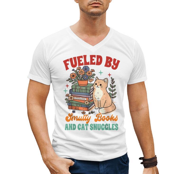 Smut Reader Cat Lover Fueled By Smutty Books & Cat Snuggles For Men Women Men's V-Neck T-Shirt