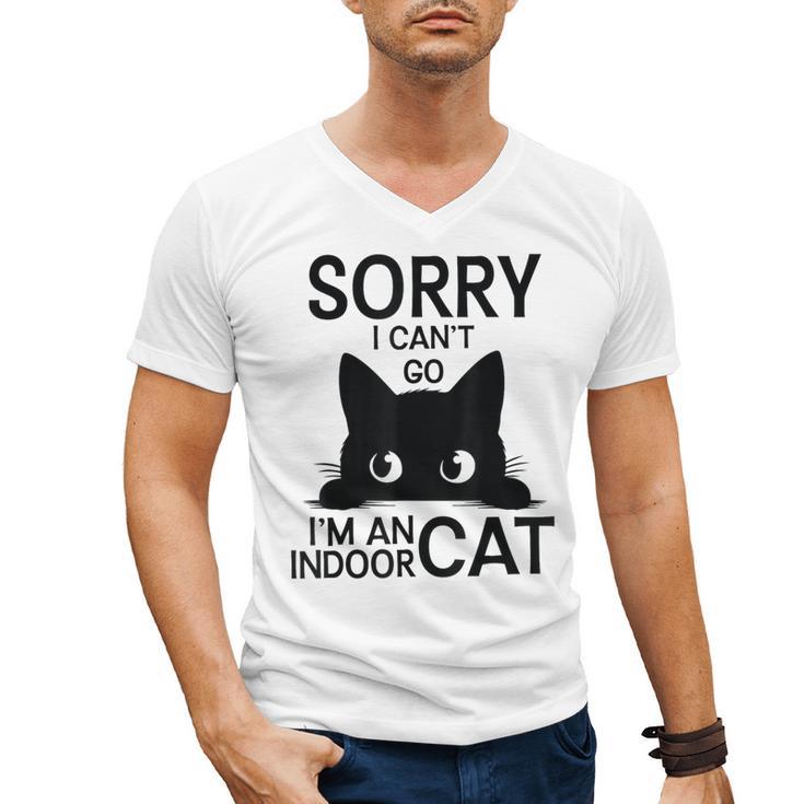 Sorry I Can't Go I'm An Indoor Cat Introvert Cats Men's V-Neck T-Shirt