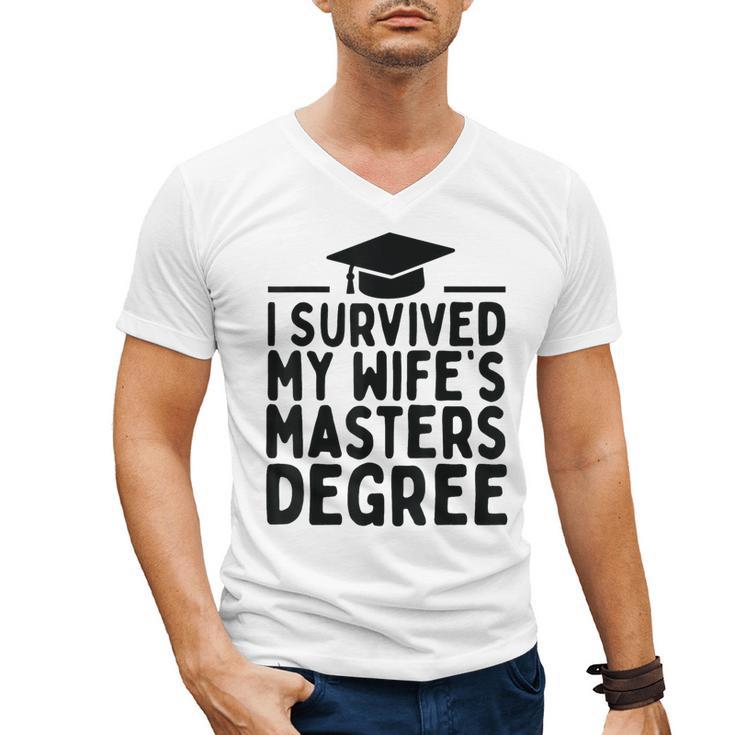 I Survived My Wife's Masters Degree Graduation Class Of 2025 Men's V-Neck T-Shirt