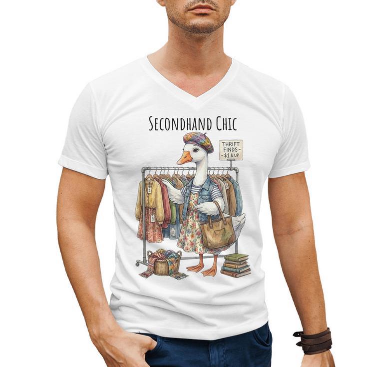 Thrifting Goose Vintage Fashion Book Lover Men's V-Neck T-Shirt