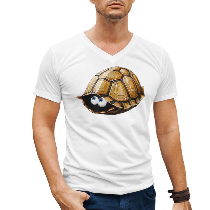 Timid Turtle Cute Introvert Misanthropic Antisocial Men's V-Neck T-Shirt
