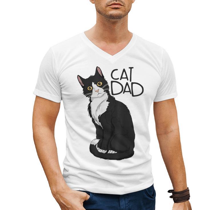 Tuxedo Cat Dad Cat Dad Tuxedo Cat Dad Men's V-Neck T-Shirt