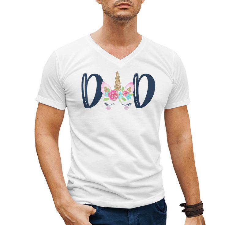 Unicorn Dad Birthday Shirt Matching Family Party Tee T-Shirt Men's V-Neck T-Shirt