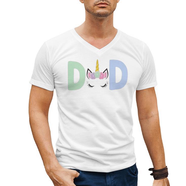 Unicorn Dad First Birthday Girl Family Matching Mama Party Men's V-Neck T-Shirt