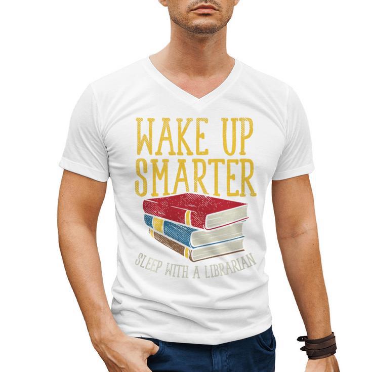 Wake Up Smarter Librarian Book Stack Premium Tri-Blend Men's V-Neck T-Shirt