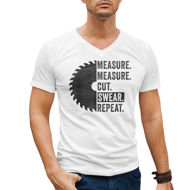 Woodworking Dad Measure Cut Swear Handyman Fathers Day Men's V-Neck T-Shirt