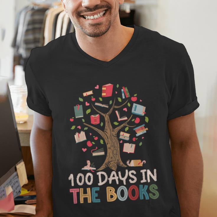 100 Days In The Books Reading Teacher Cute Book Lover Men's V-Neck T-Shirt