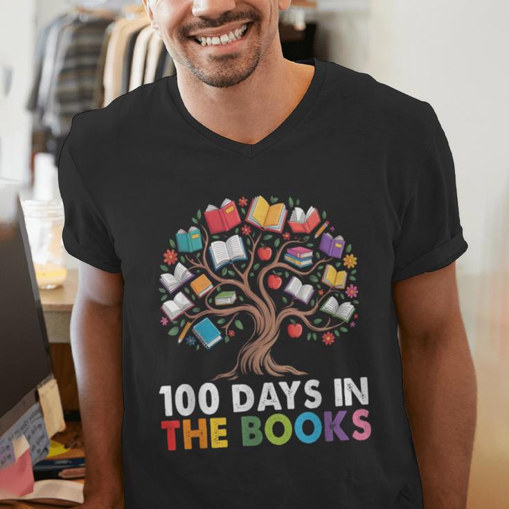 100 Days In The Books Reading Teachers Librarians School Men's V-Neck T-Shirt