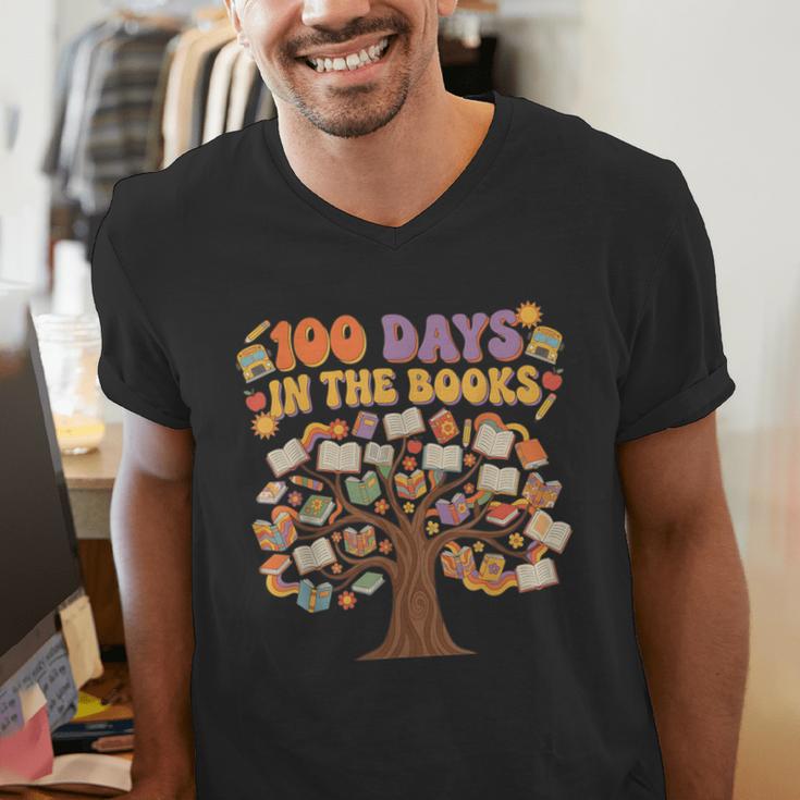 100 Days Of School 100 Days In The Books Librarian Read Men's V-Neck T-Shirt 100 Days Of School 100 Days In The Books Librarian Read Men's V-Neck T-Shirt