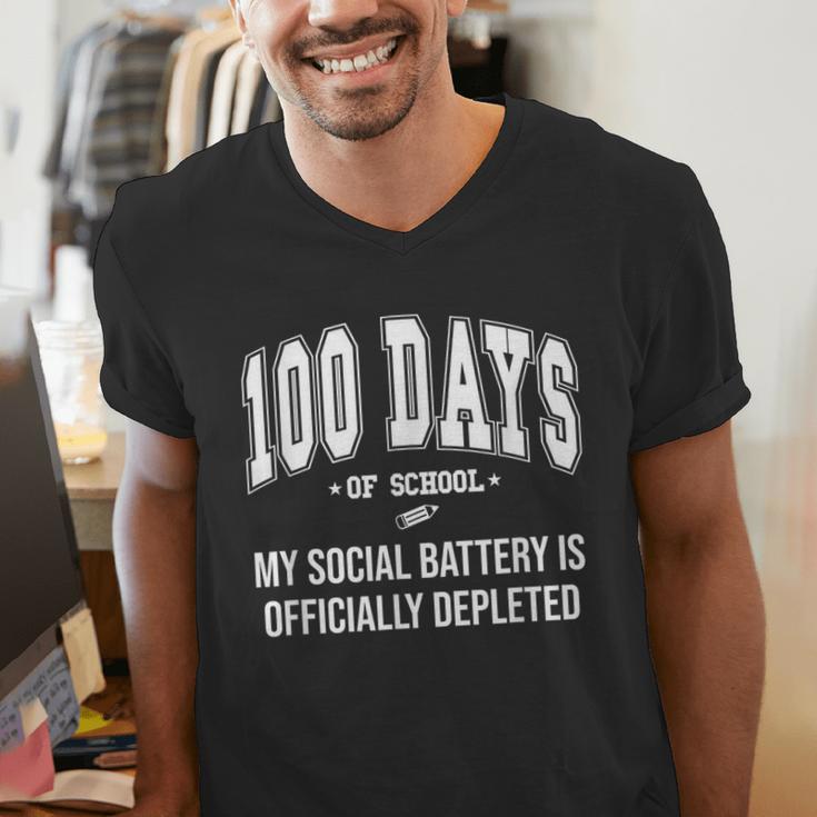 100 Days Of School Sarcastic Teacher Introvert Kid 100th Day Men's V-Neck T-Shirt