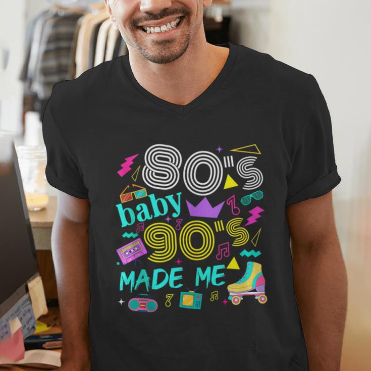 1980s 80's Baby 1990s 90's Made Me Birthday Nostalgia Vibes Men's V-Neck T-Shirt