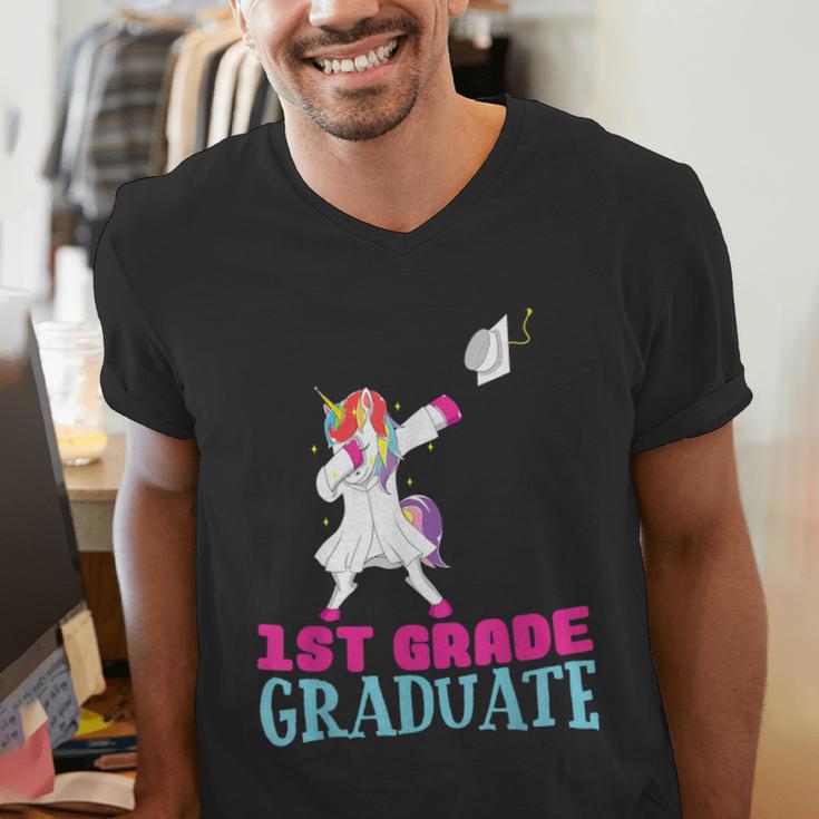 1st Grade Graduation Dabbing Unicorn Lover T-Shirt Kids Men's V-Neck T-Shirt