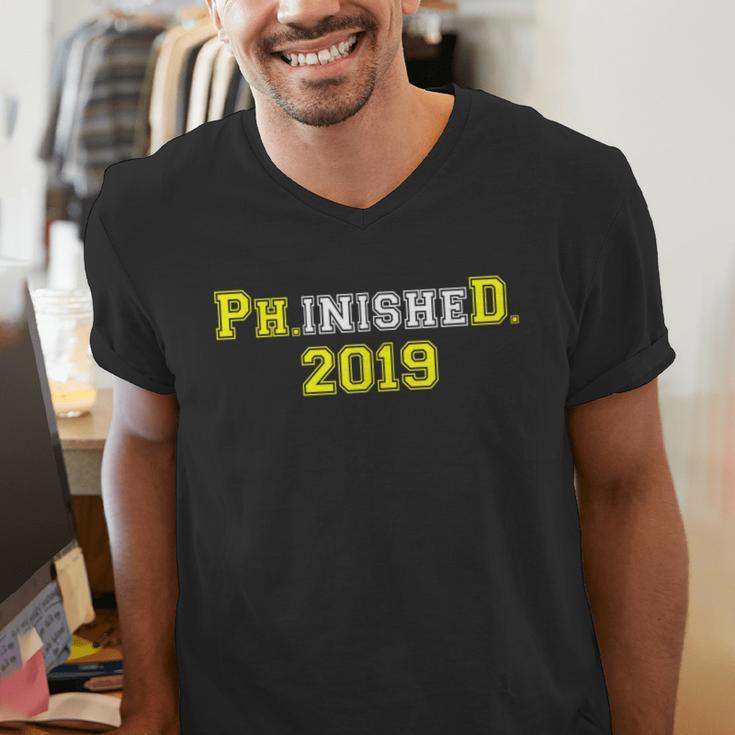 2019 PhinisheD Graduation Ph D College Phinished Men's V-Neck T-Shirt