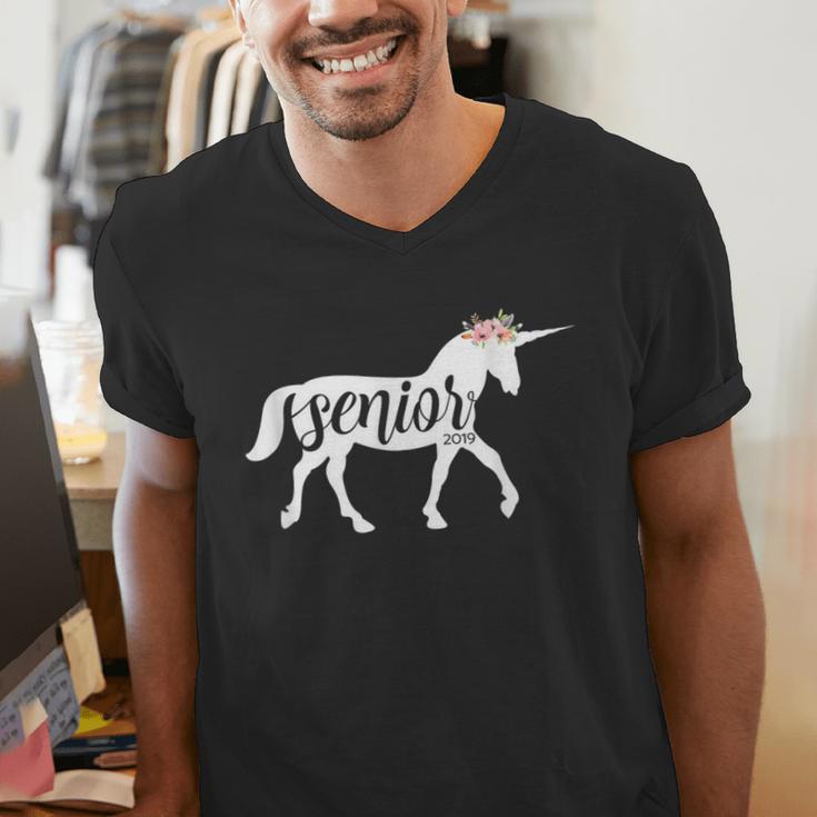 2019 Senior Unicorn Shirt Graduation High School College Men's V-Neck T-Shirt