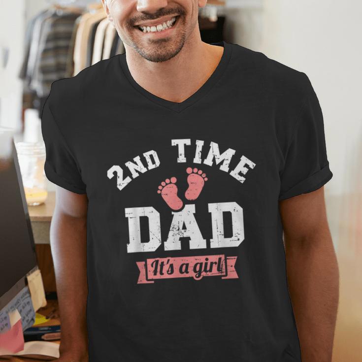 2nd Second Time Dad It's a Girl Gender Reveal Men's V-Neck T-Shirt