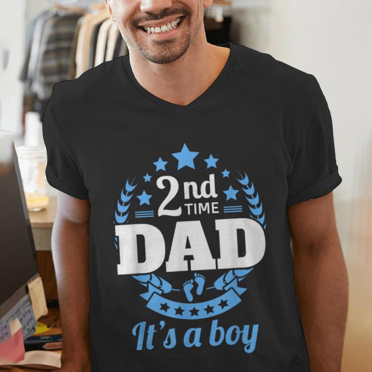 2nd Time Dad It's A Boy Dad Again Second Baby Announce Men's V-Neck T-Shirt