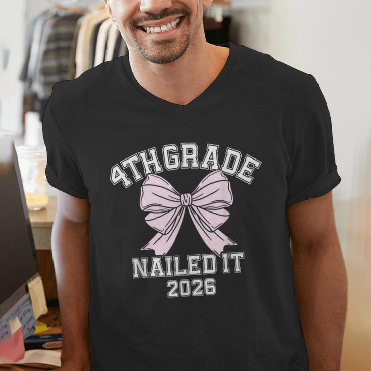 4th Grade Bow 2026 Fourth Grade Graduation Men's V-Neck T-Shirt