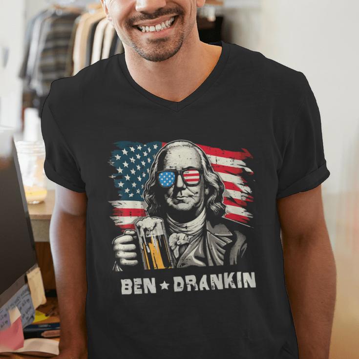 4th Of July Franklin Ben Drankin American Dad Men Women Men's V-Neck T-Shirt 4th Of July Franklin Ben Drankin American Dad Men Women Men's V-Neck T-Shirt