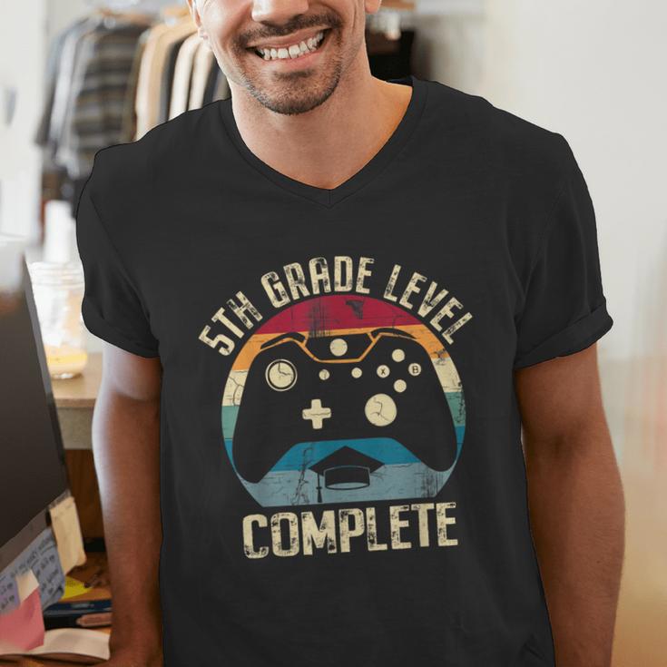 5th Grade Level Complete Gamer Graduation Boys Class Of 2024 Men's V-Neck T-Shirt