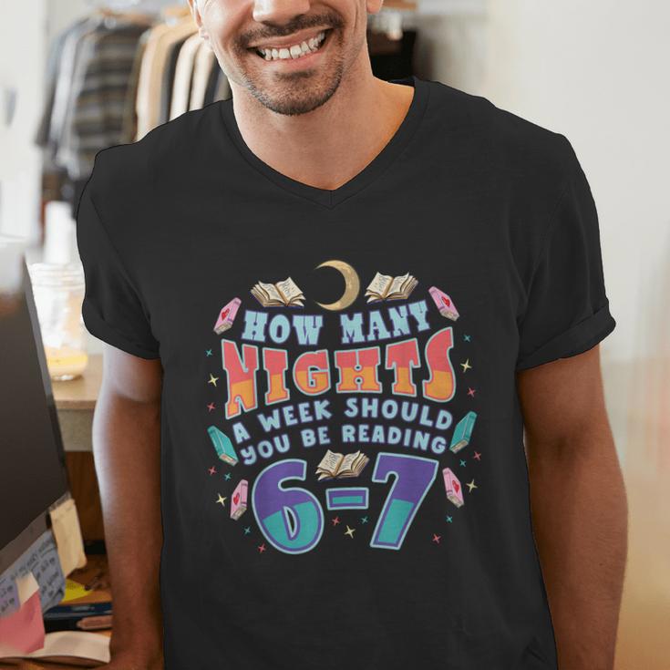 67 Meme Reading How Many Nights Should Read Book Six Seven Men's V-Neck T-Shirt