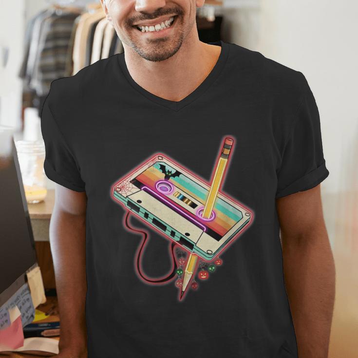 80s 90s Retro Halloween's Party Costume Nostalgia Cassette Men's V-Neck T-Shirt