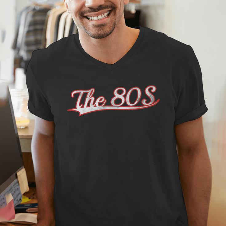 The 80S Eighties Decade Nostalgia Music Vintage Varsity Men's V-Neck T-Shirt