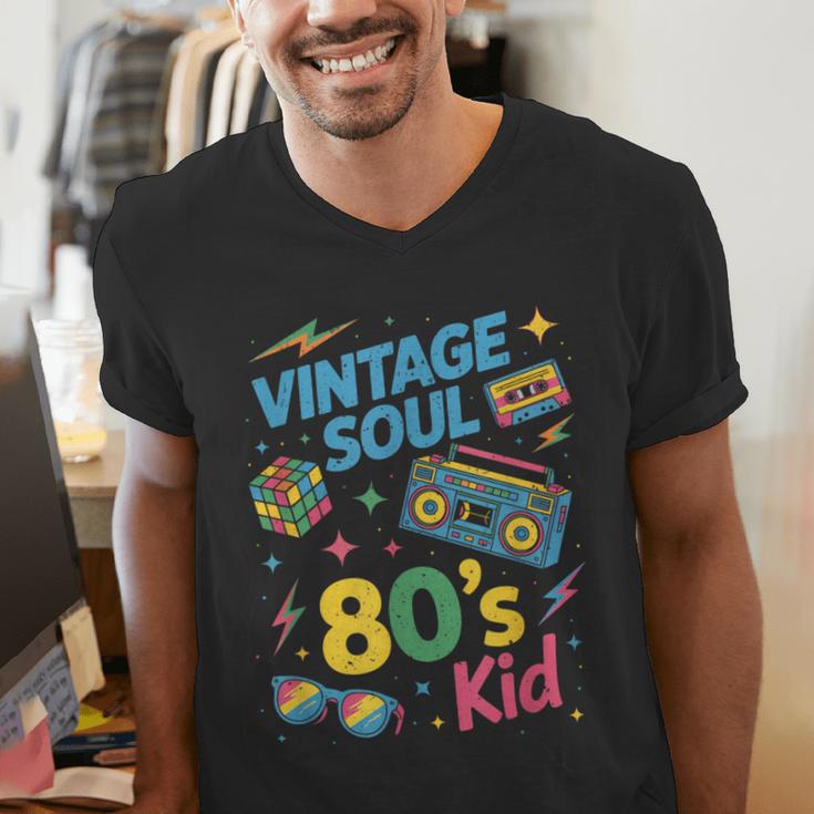 80’s Kid Nostalgia Retro Music Lover Retro 1980s Throwback Men's V-Neck T-Shirt