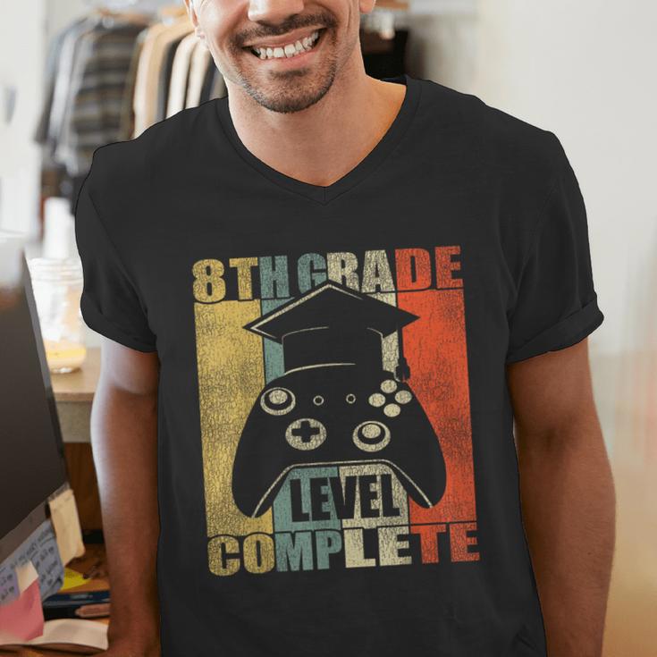 8th Grade Level Complete Gamer Class Of 2024 Graduation Men's V-Neck T-Shirt