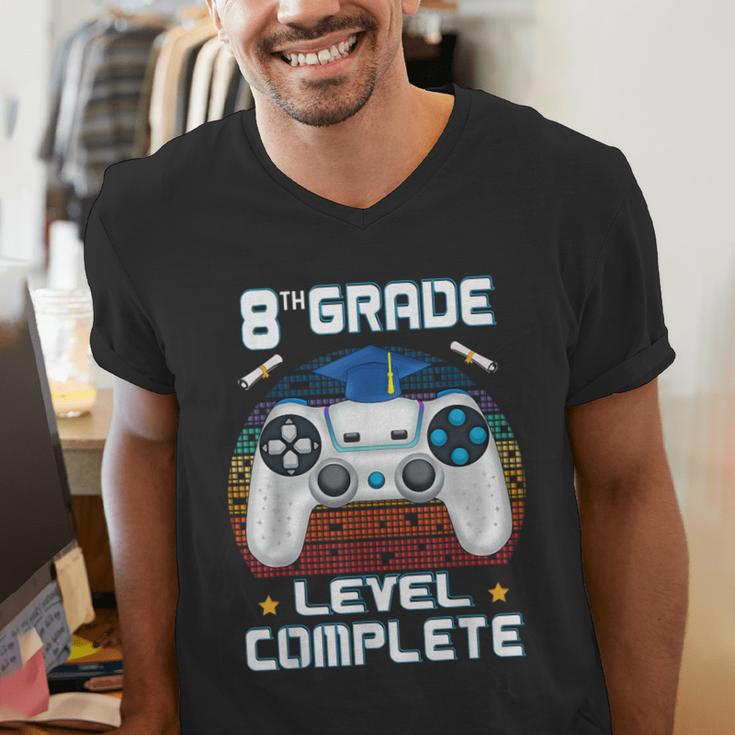 8th Grade Level Complete Graduation Class 2023 Gamer Boys Men's V-Neck T-Shirt