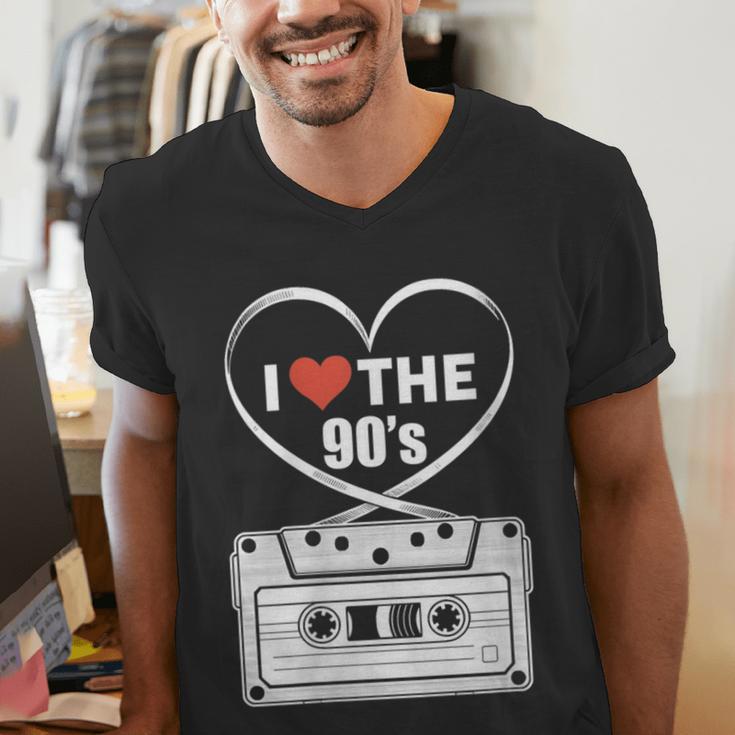 90s Nostalgia Cassette Heart Retro I Love The 90s Men's V-Neck T-Shirt