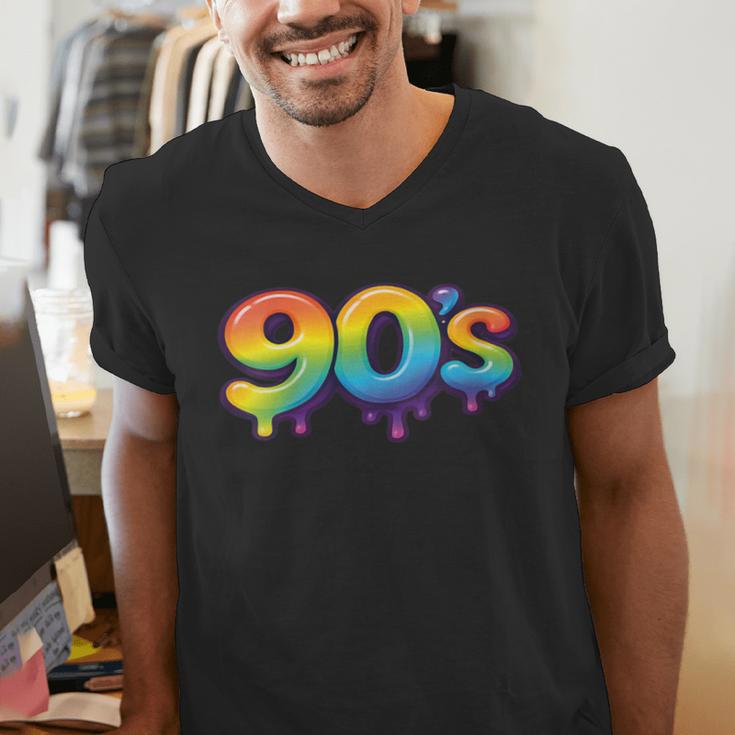 90s Retro Pop Art Rainbow Lips Nostalgia Costume 90s Men's V-Neck T-Shirt