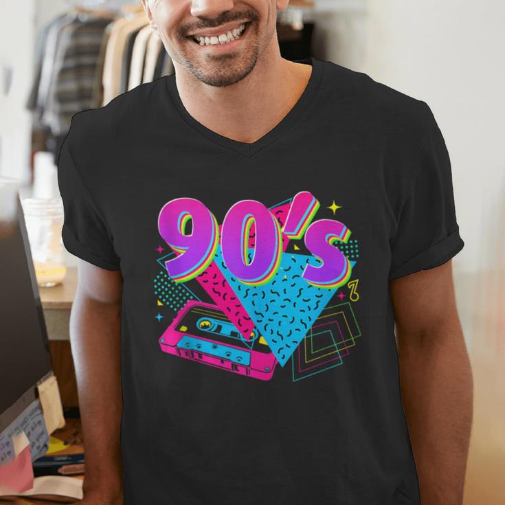 90's Vibe Retro Style Cassette Tape Nostalgia 1990s Party Men's V-Neck T-Shirt