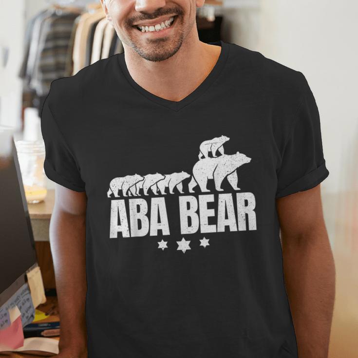 Aba Bear For Jewish Dad With Four Kids On Father's Day Men's V-Neck T-Shirt