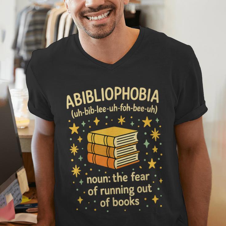 Abibliophobia Book Lover Reading Humor Graphic Men's V-Neck T-Shirt